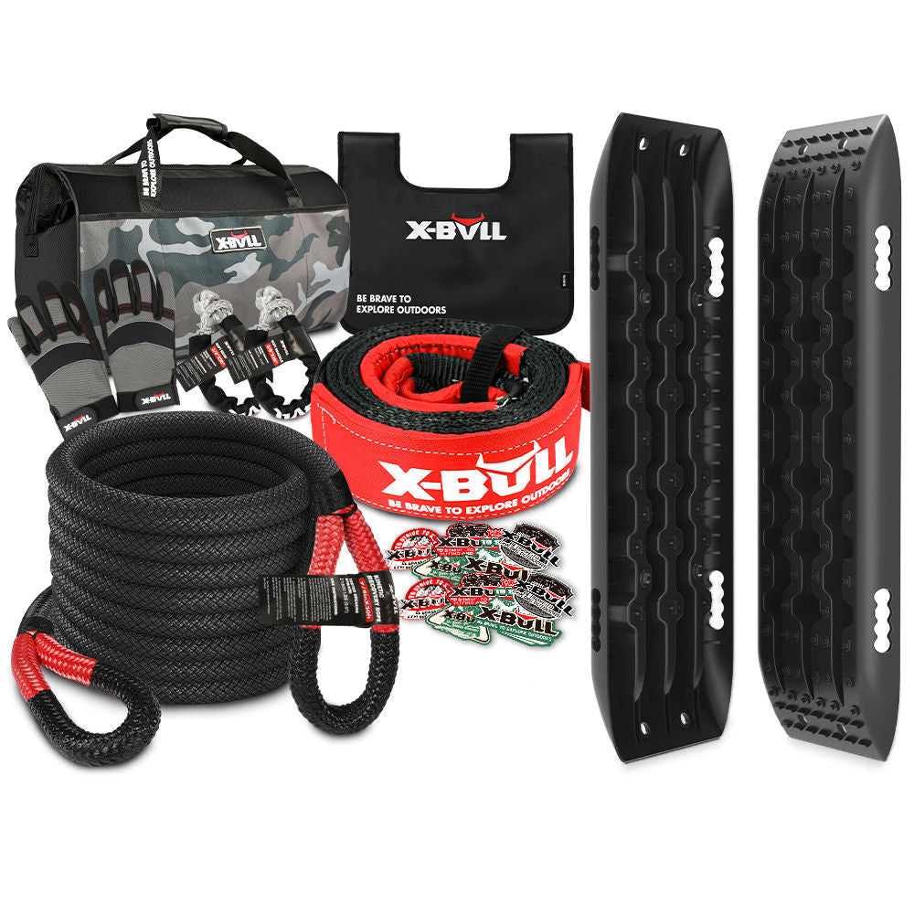 XBULL Winch Recovery Kit 13PCS with Recovery tracks Boards Snatch