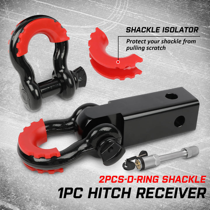X-BULL recovery kit with shackle hitch receiver tow strap D-Ring shackles gloves bag Off Road 4WD