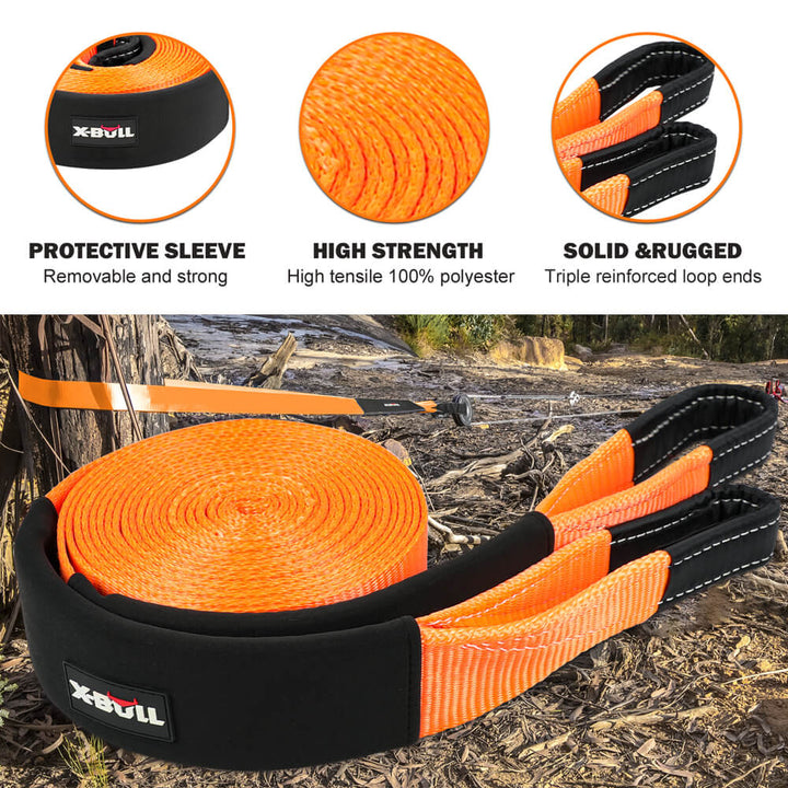X-BULL recovery kit with soft shackle recovery ring snatch strap 3in x 30ft offroad 4WD
