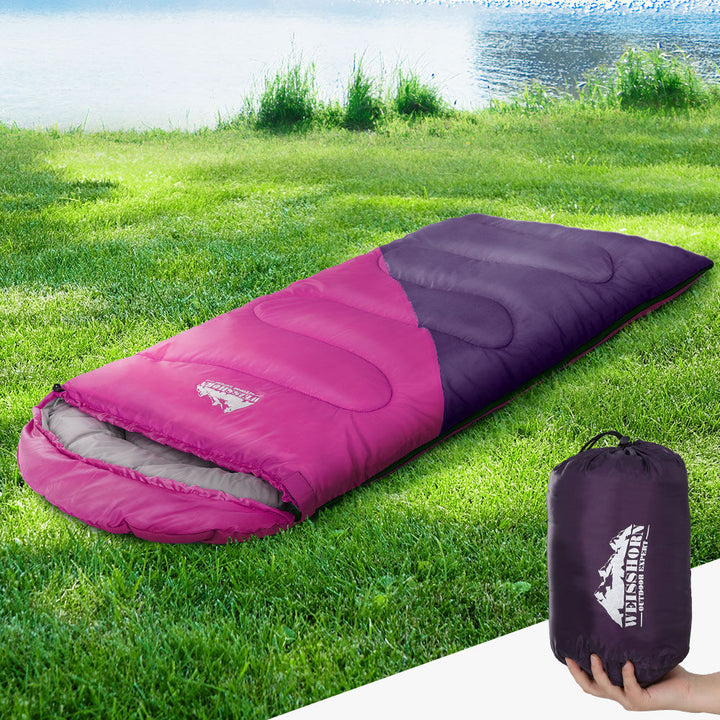 Sleeping Bag Kids Instant Camping Hiking 136cm Double zippers with Carry Bag Lightweight