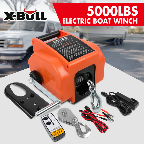 X-BULL-Electric-Boat-Winch-5000LBS-12V-Remote-Portable-Trailer-Winch-Steel-Cable