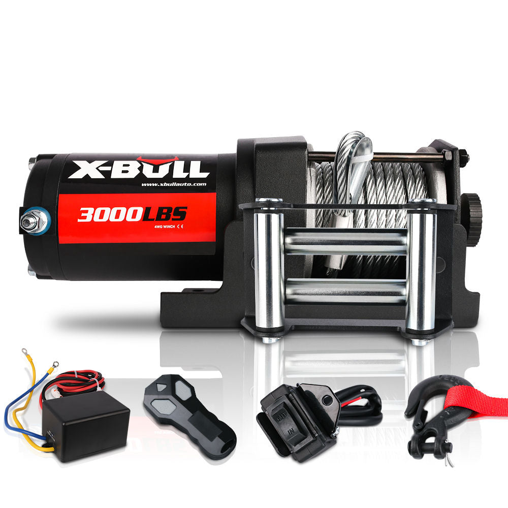 XBULL Electric Winch 3000lbs/1360kg Wireless 12V Steel Cable ATV 4WD