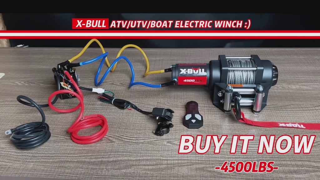 XBULL Electric Winch 12v Synthetic Rope 4500LBS Wireless Remote ATV