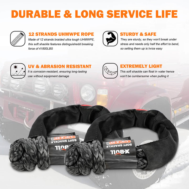 X-BULL recovery kit with soft shackle recovery ring snatch strap 3in x 30ft offroad 4WD