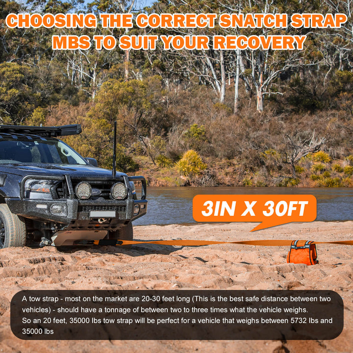 X-BULL recovery kit with soft shackle recovery ring snatch strap 3in x 30ft offroad 4WD