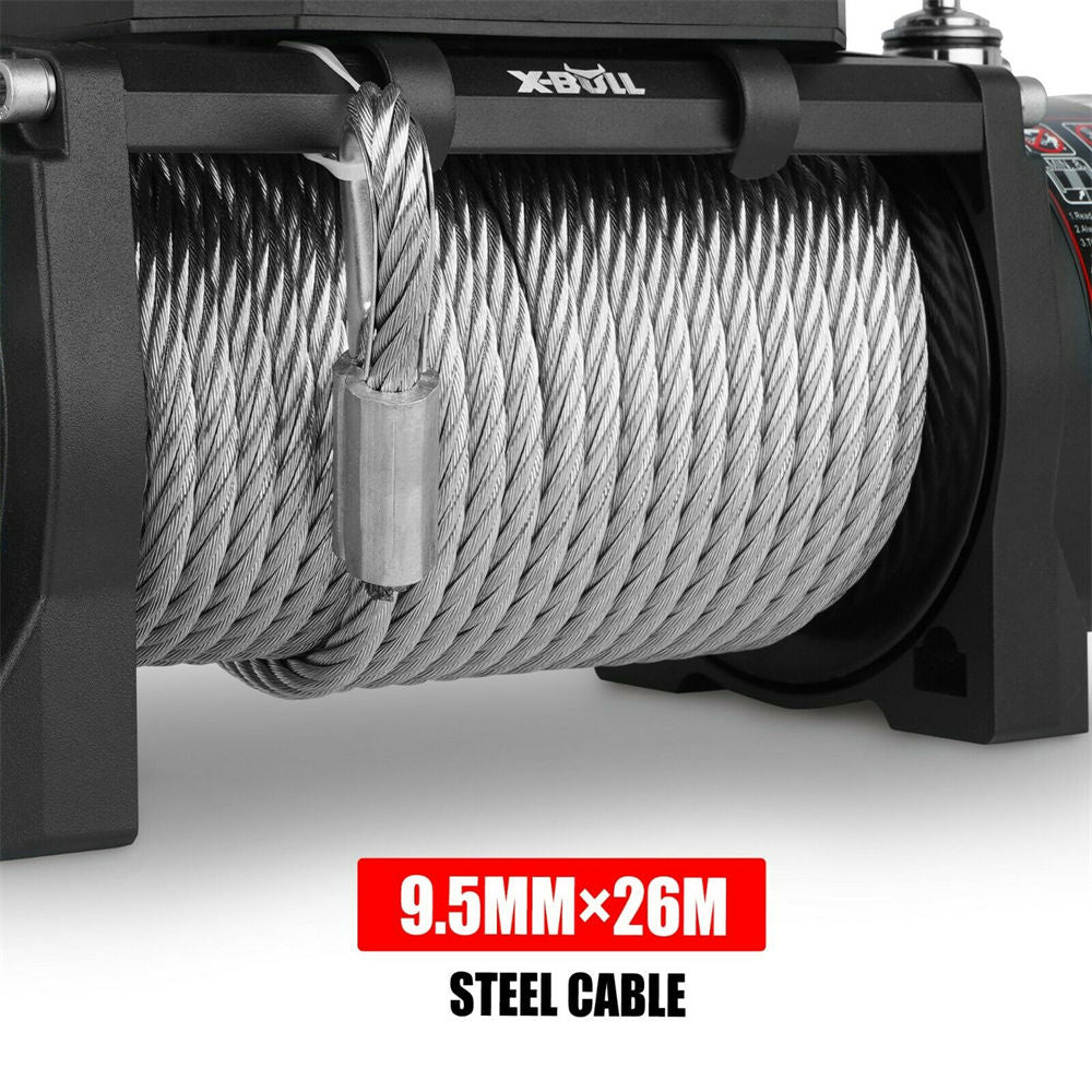 X-BULL 12V Electric Winch 12000LBS 4WD synthetic rope/2PCS Recovery Tracks Sand Mud Track Gen3.0 Blue main image 0