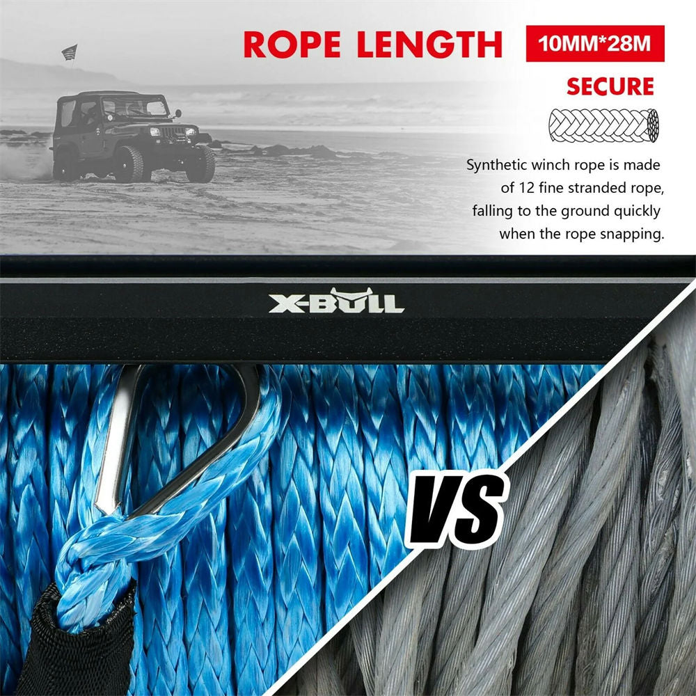 X-BULL Electric Winch 12000LBS Synthetic Rope 12V 26M Wireless Remote ...