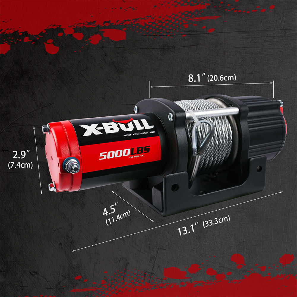 XBULL Electric Winch 12V 5000LBS Wireless 15.2M Steel Cable ATV UTV 4