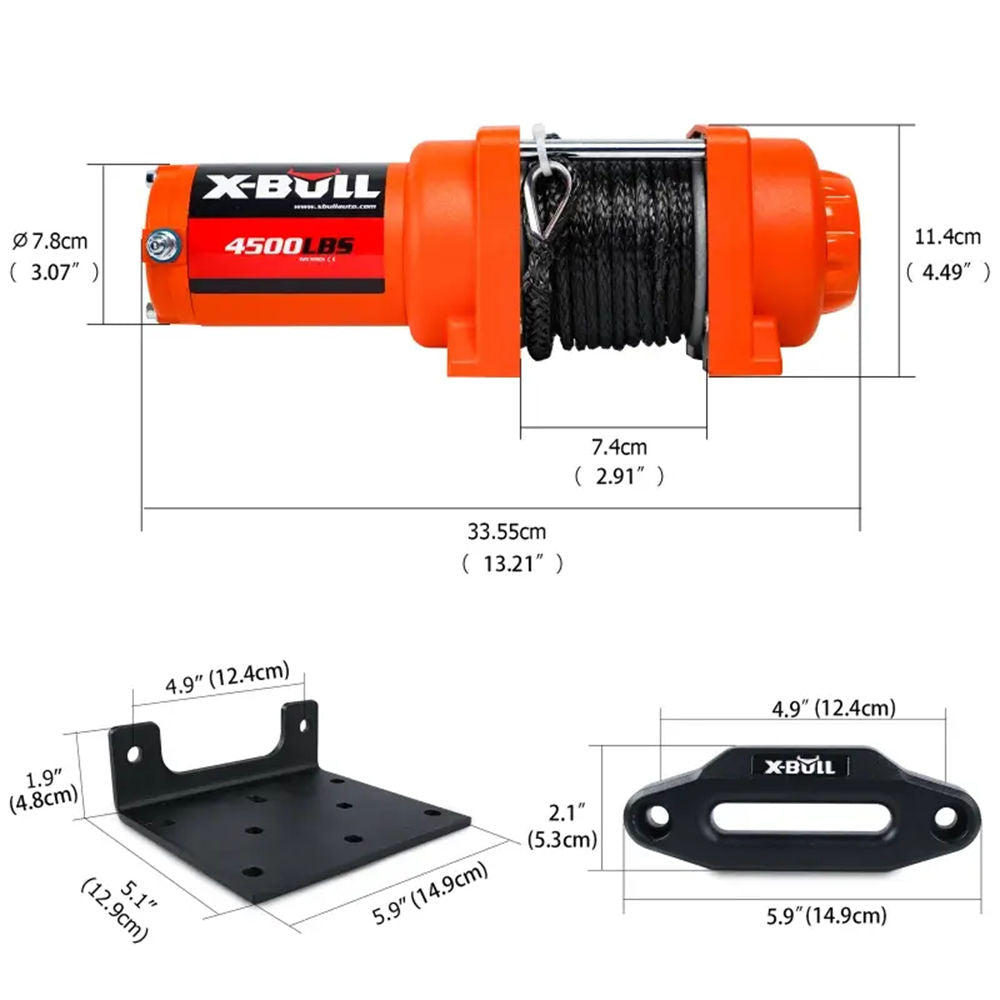 X-BULL 12V Electric Winch 2500LBS 15M Synthetic Rope ATV UTV Boat Trai X-BULL 12V Electric Winch 2500LBS 15M Synthetic Rope ATV UTV Boat Trai