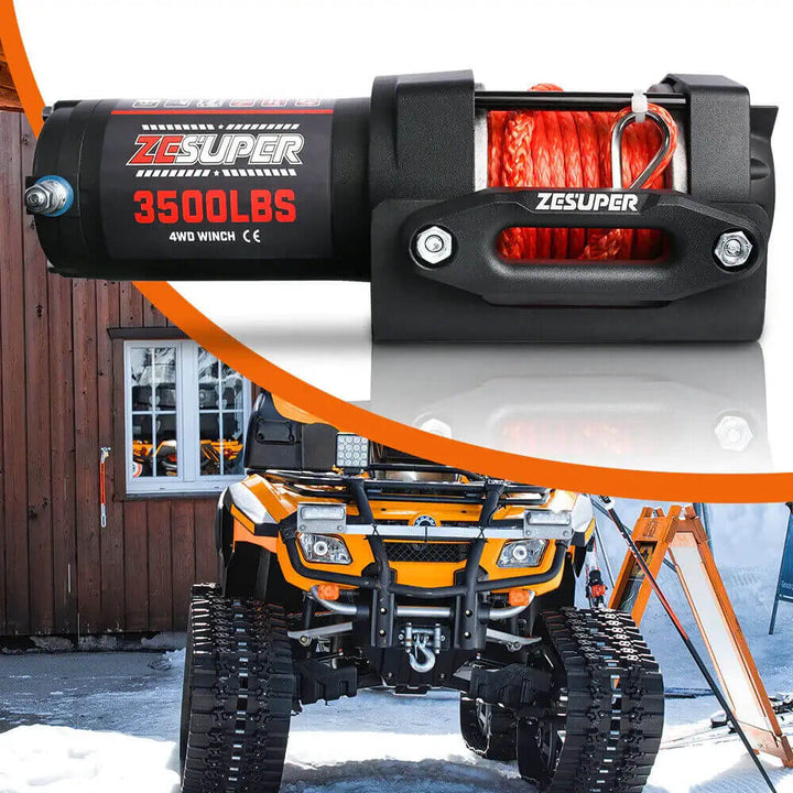 ZESUPER Electric Winch 12V 3500LBS Synthetic Rope Wireless Remote BOAT ATV UTV
